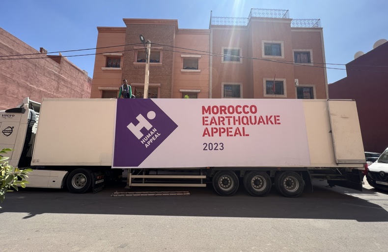Human Appeal 42 ton aid truck arriving in Morocco